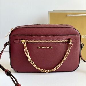 Michael Kors ZIP Chain Het Set Travel Crossbody Bag Merlot
